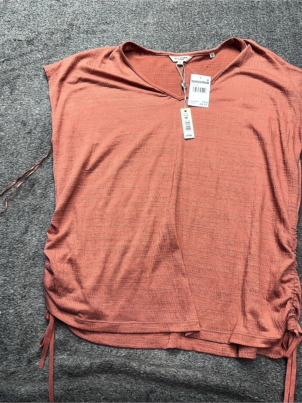 Max Studio Ruched Side Tunic in Pink Size 1X NWT